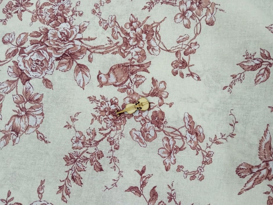 Портьерная ткань лен-печать «Райские птицы» 20182 c1
