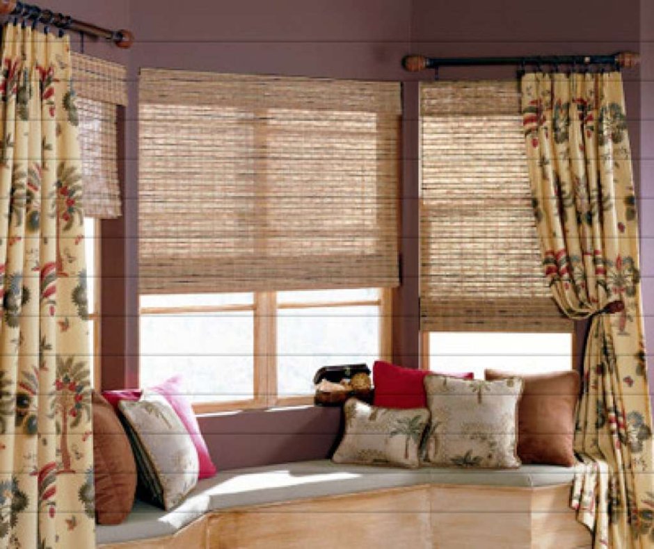 Римские бамбуковые шторы на окна в пол