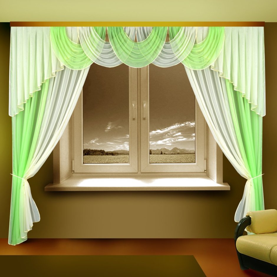 Короткая штора на окно в коридоре