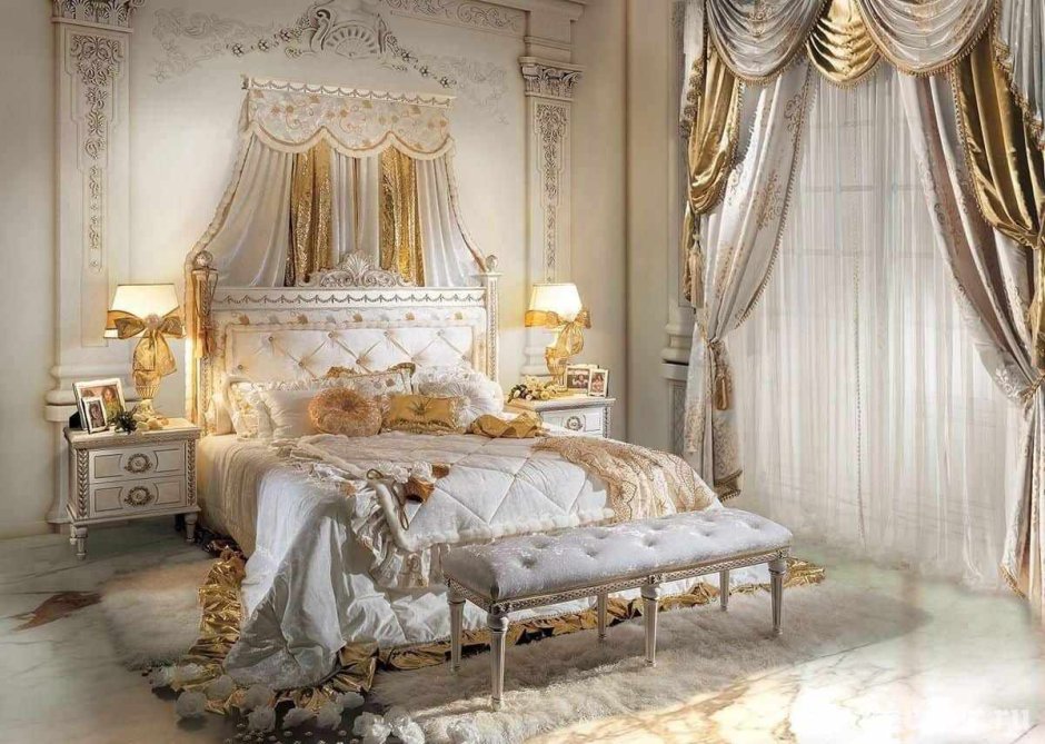 Спальня белая с золотом