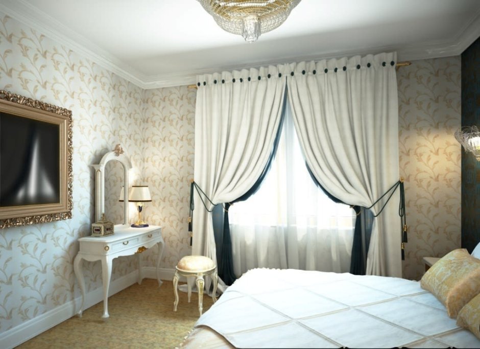 Занавески в спальню в классическом стиле