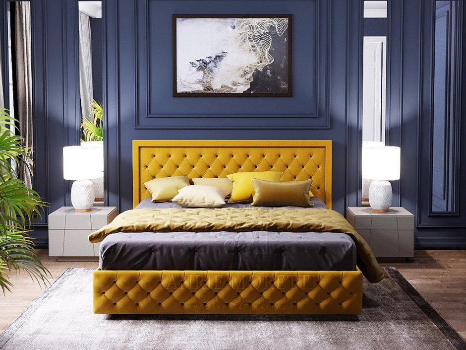 Кровать горчичного цвета