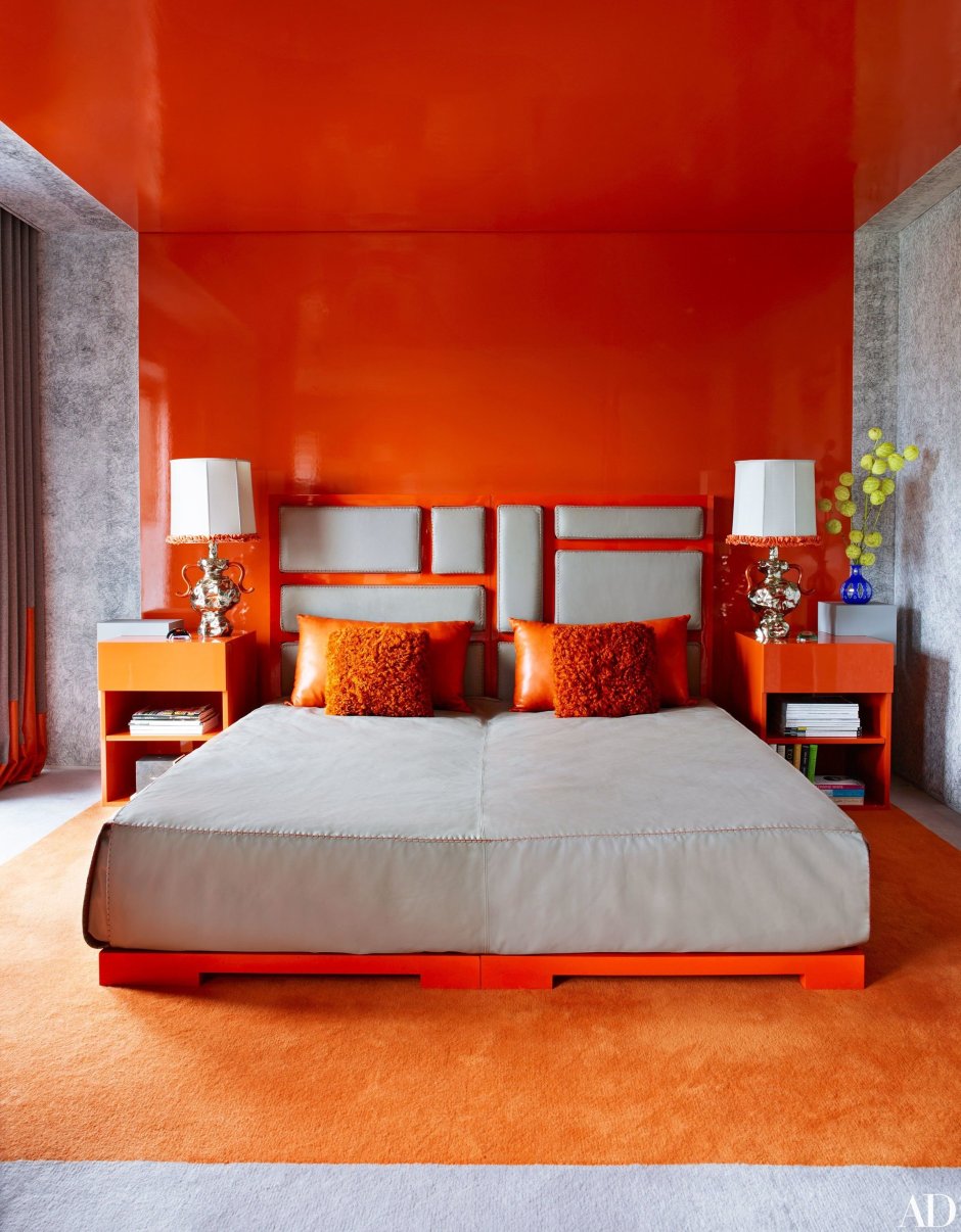 Оранжевая кровать (56 фото)