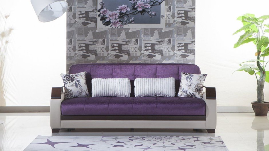 Бело фиолетовый диван