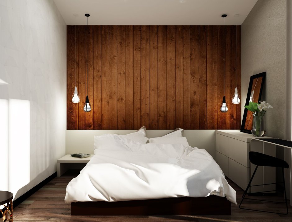 Спальня с элементами дерева