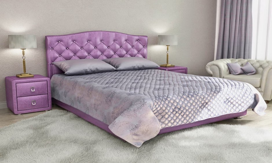 Кровать Аскона 200х200 фиолетовая