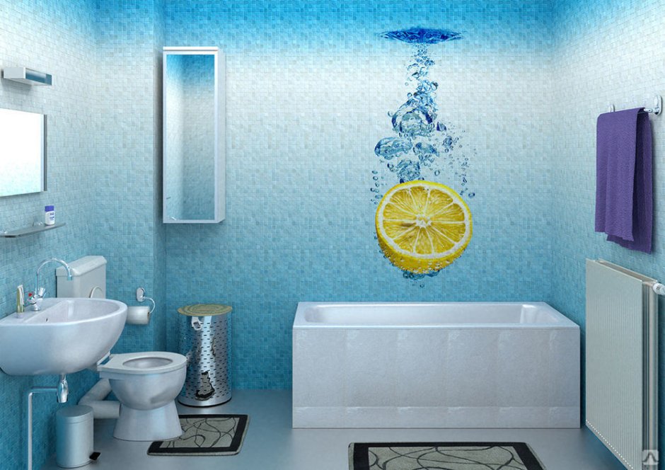 Панель ПВХ 250х2700х8 мм venta мозаика синяя лимон глянцевая