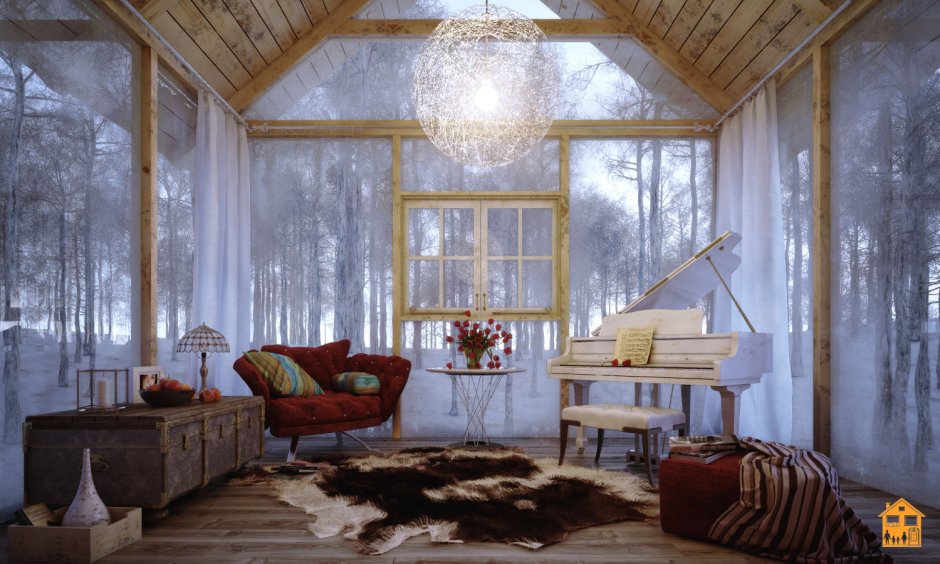 Уютная комната зимой