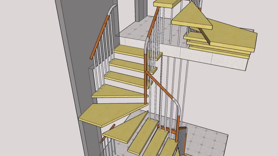 Поручни на лестнице с забежными ступенями