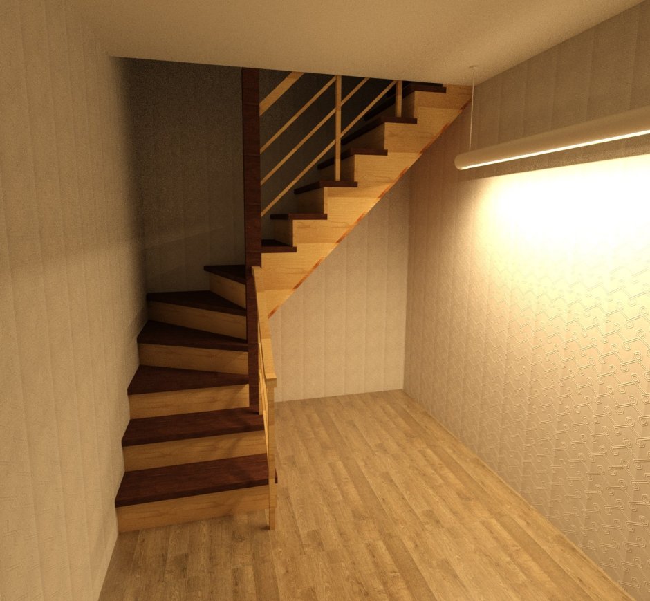 Двухмаршевая лестница с площадкой 2 этаж