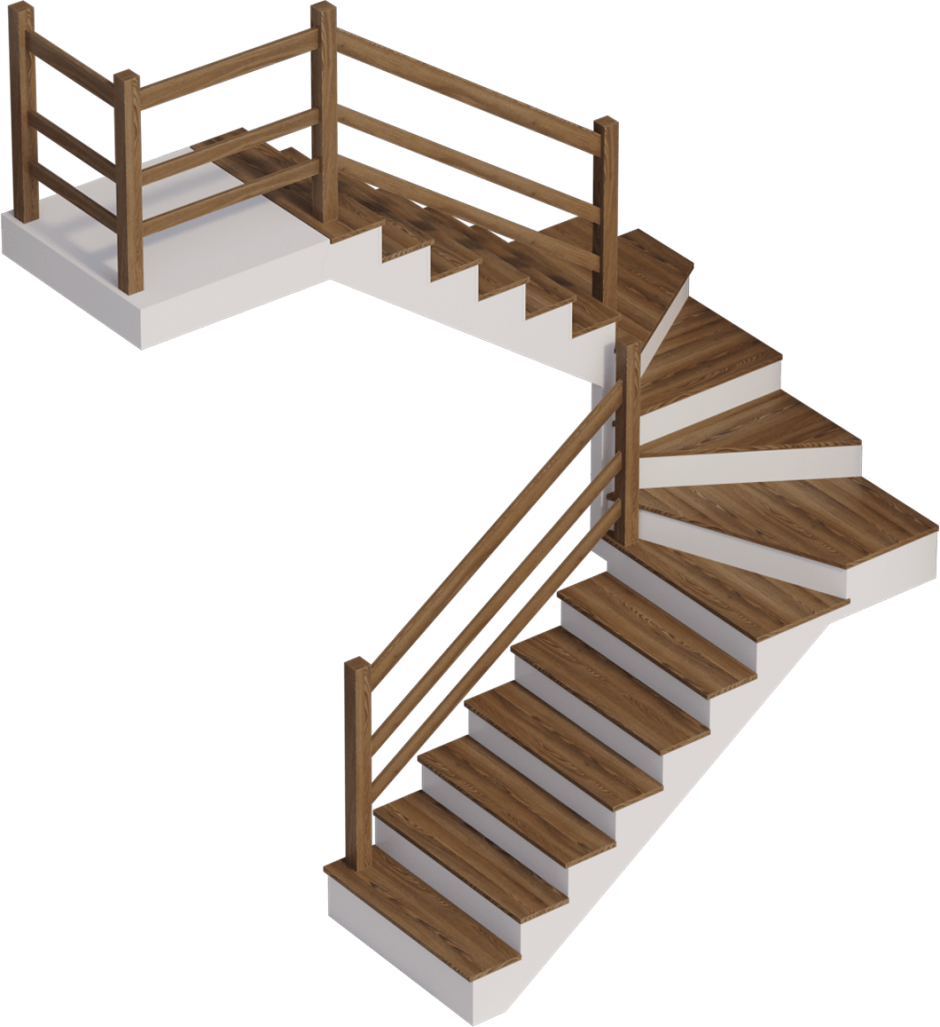 Лестница п-образная с забежными ступенями проект