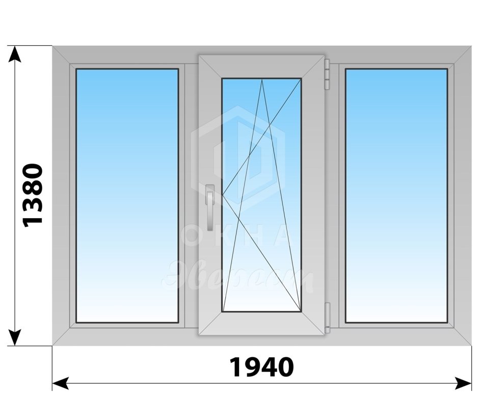 Окна ПВХ высота 2000 трехстворчатые