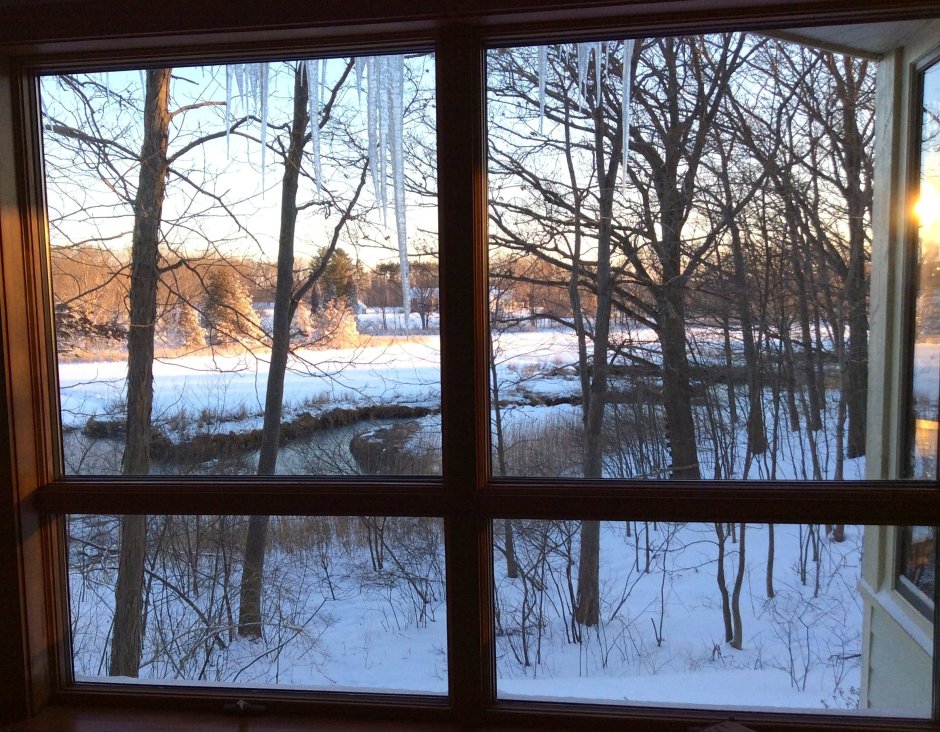 Красивый зимний вид из окна