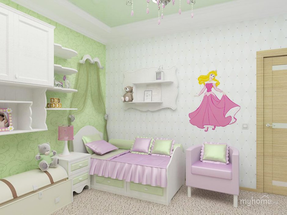 Планировка детской комнаты для девочки 3 лет