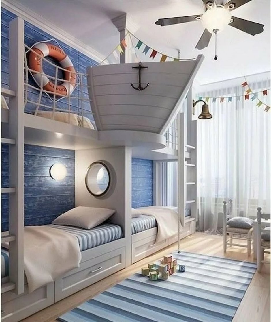 Детские комнаты для мальчика в морском стиле