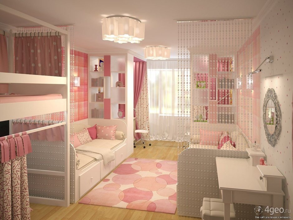 Квадратная детская комната для девочки