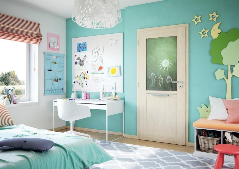 Детская комната в бирюзовом цвете