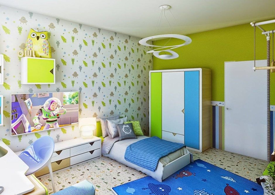 Разноцветные стены в детской комнате