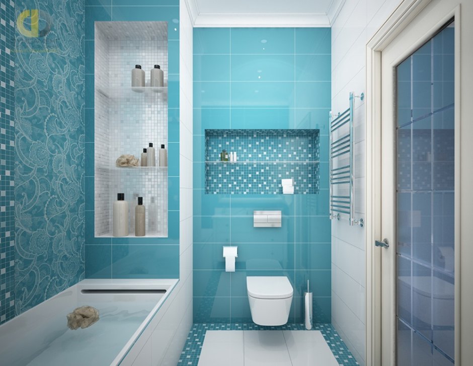 Ванная комната в светло голубом цвете