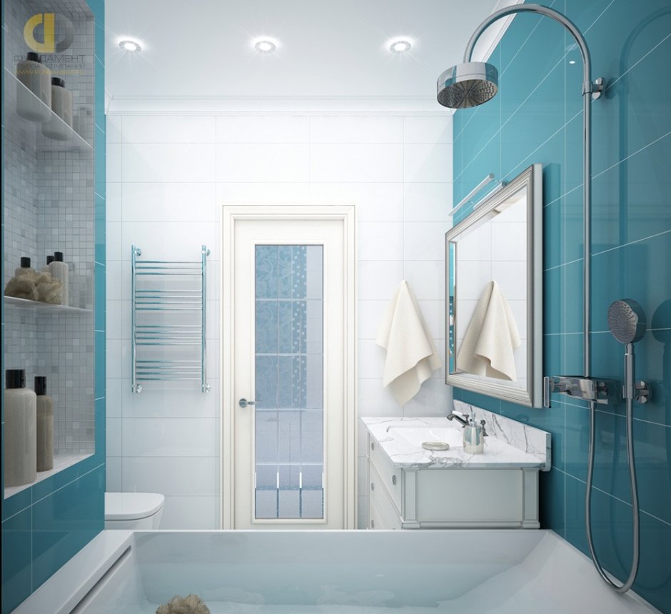 Ванная комната Неоклассика голубая