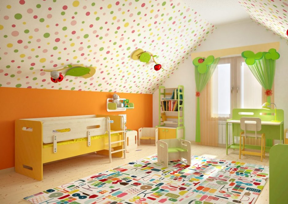 Детская комната на мансардном этаже
