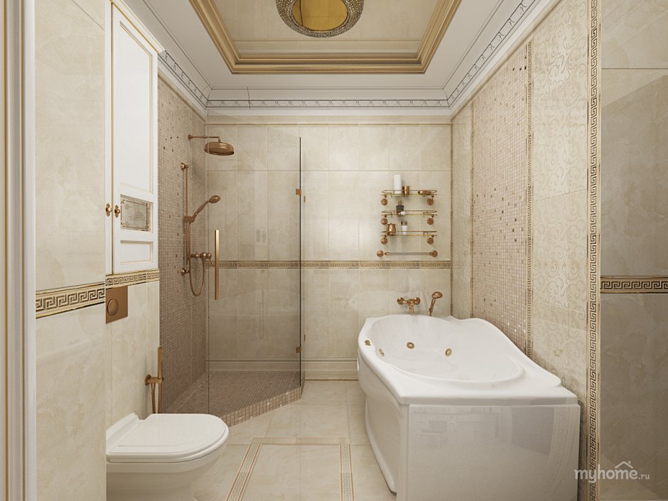Готовые проекты ванной комнаты в классическом стиле