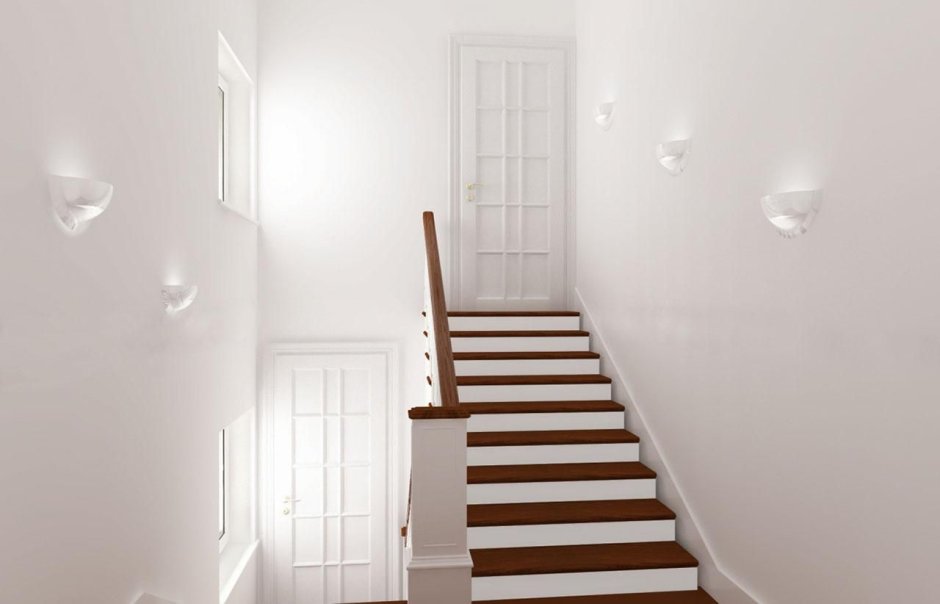 Белая лестница в интерьере