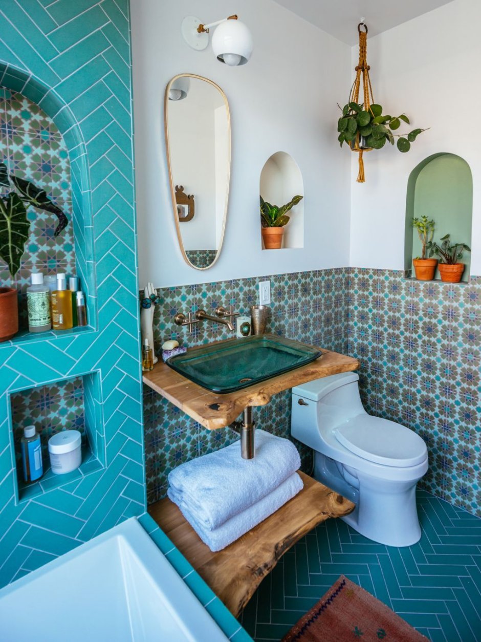 Средиземноморский стиль ванной комнаты