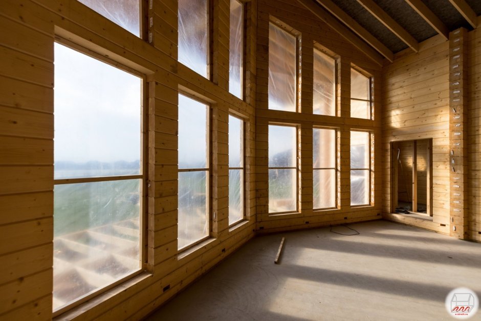 Дом из бруса с панорамными окнами