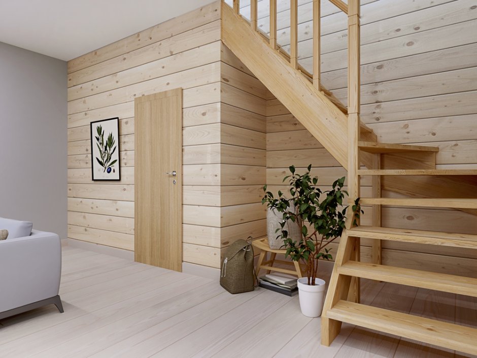 Лестницы в деревянном доме г образные
