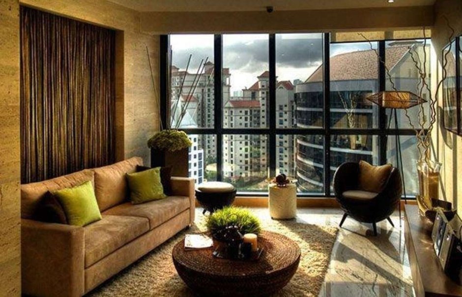 Гостиная с панорамными окнами
