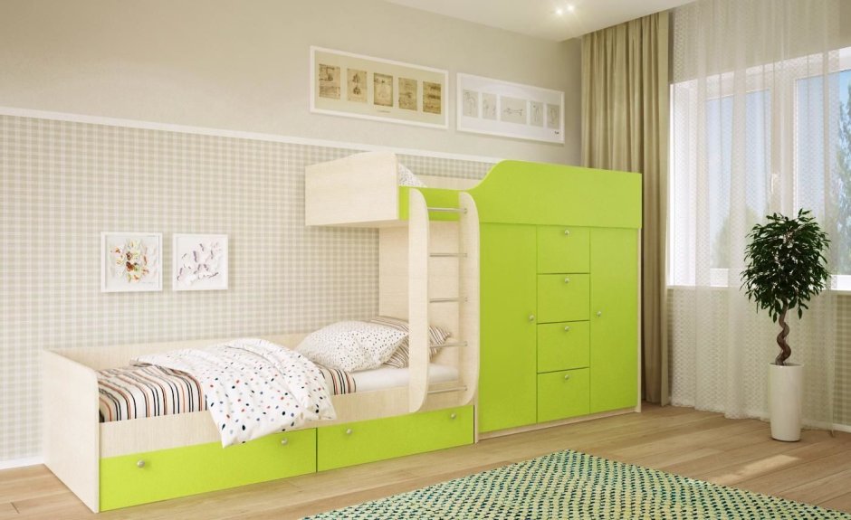 Детская комната с двуспальной кроватью (58 фото)