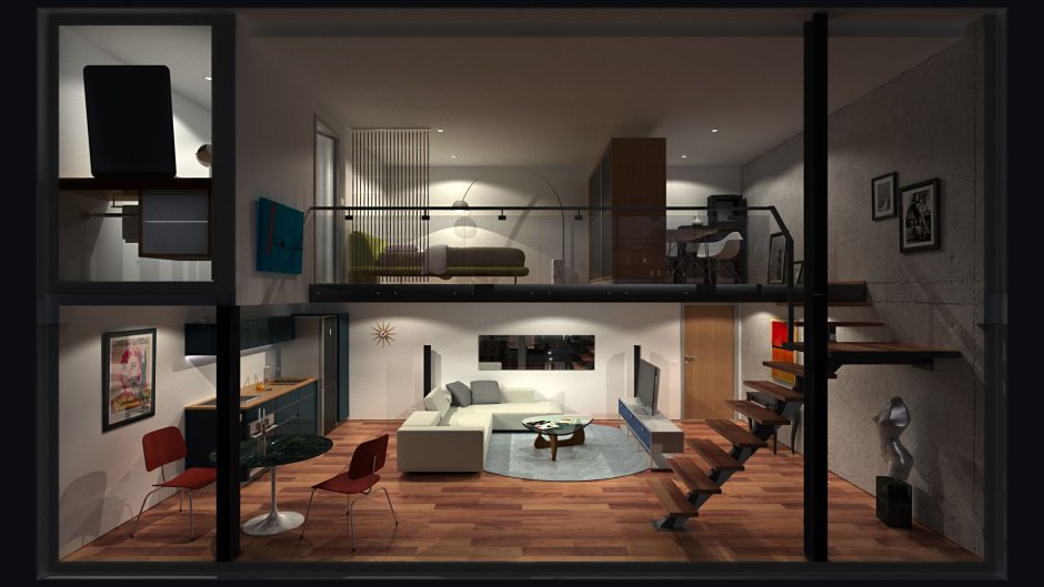 План двухэтажной квартиры студии