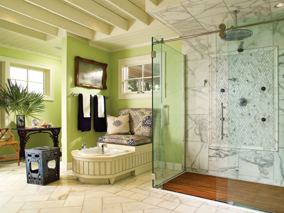Плитка в ванную в тропическом стиле