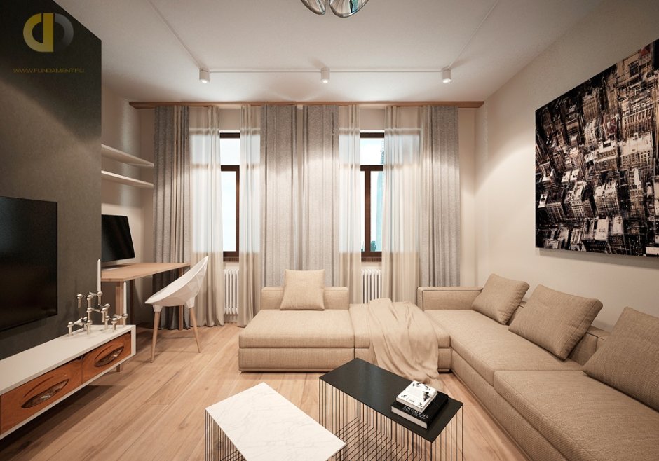 Дизайн зала в трехкомнатной квартире