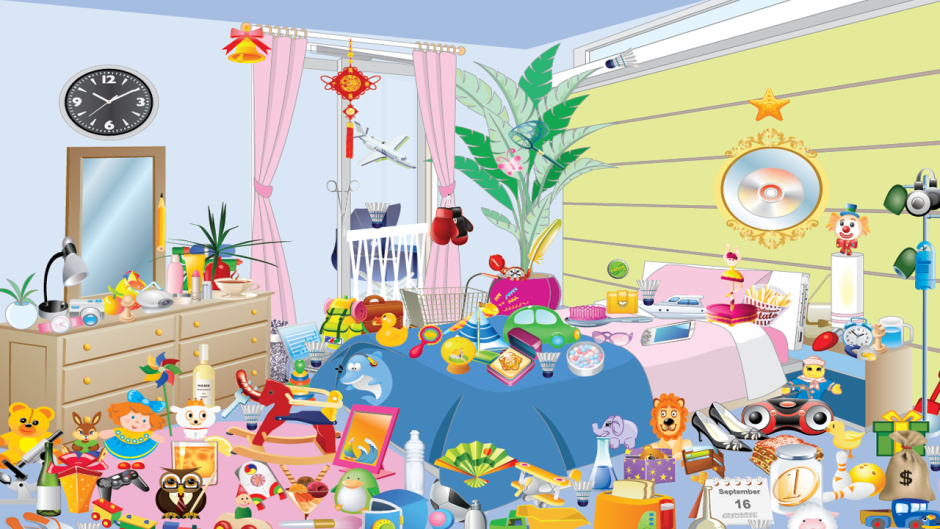 Комната с разбросанными игрушками