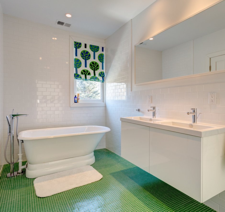 Плитка для ванной в зеленых тонах