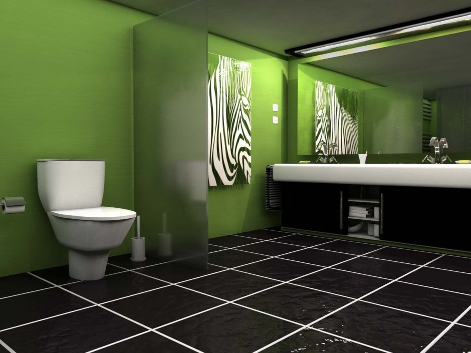 Ванная комната в зелено белых тонах маленькая