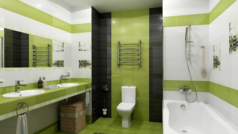 Ванная в зеленом стиле