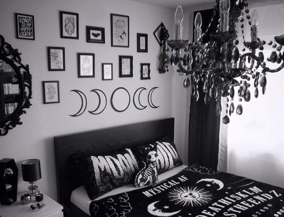 Черно белая спальня для подростка