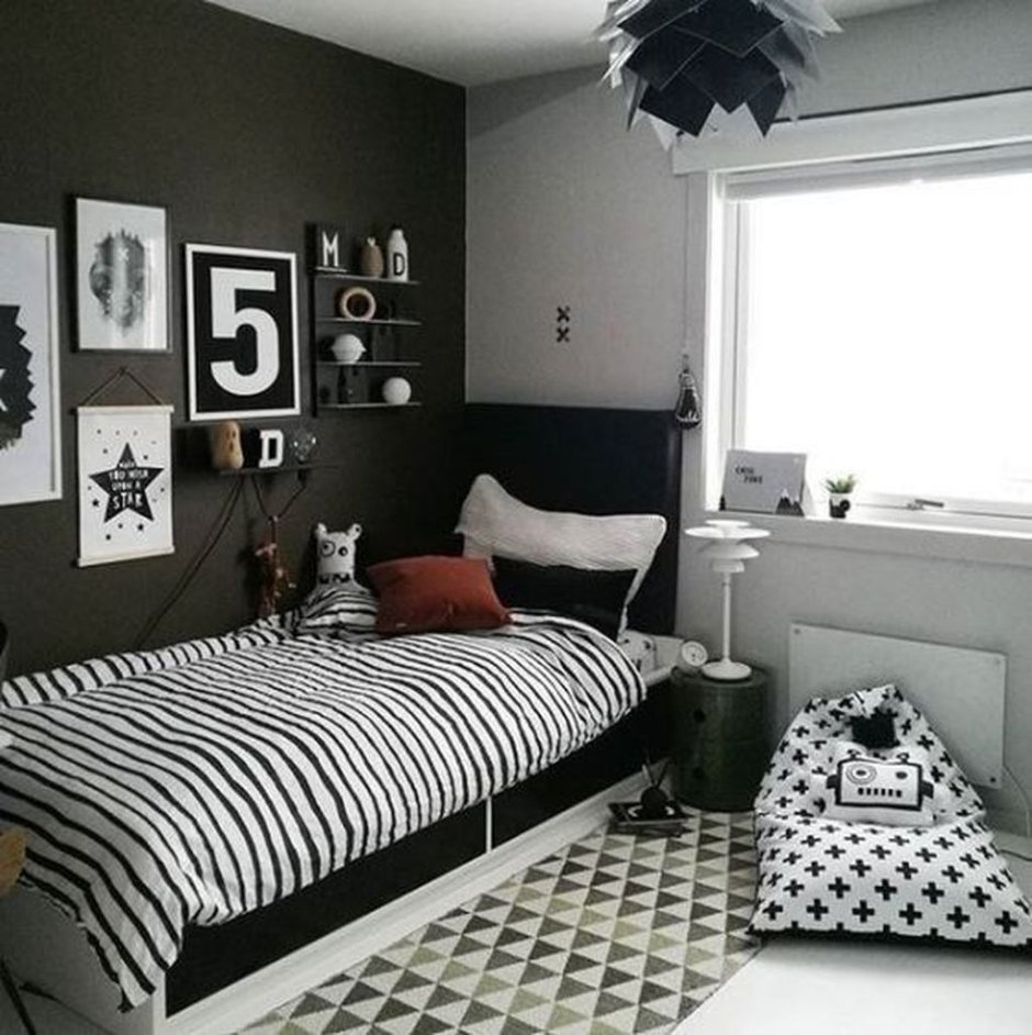 комната для мальчика в черно белом стиле