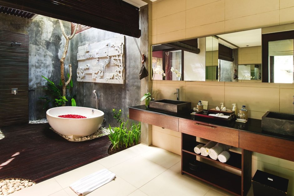 Ванная в стиле Бали в квартире
