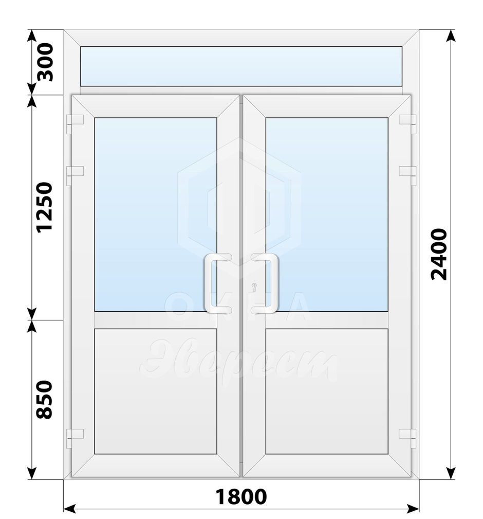 Алюминиевых дверей с фрамугой 1800 * 2600