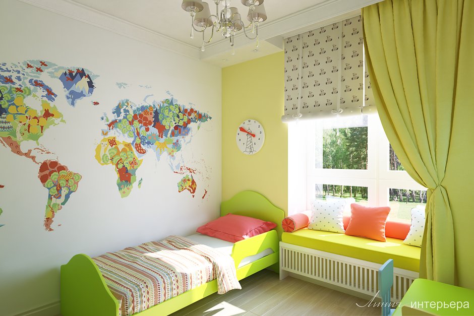Цвет стен в детской комнате для разнополых