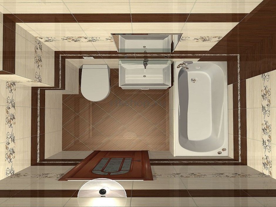 Планировка ванной комнаты совмещенной с туалетом