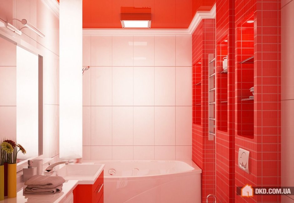 Черно красная ванная комната