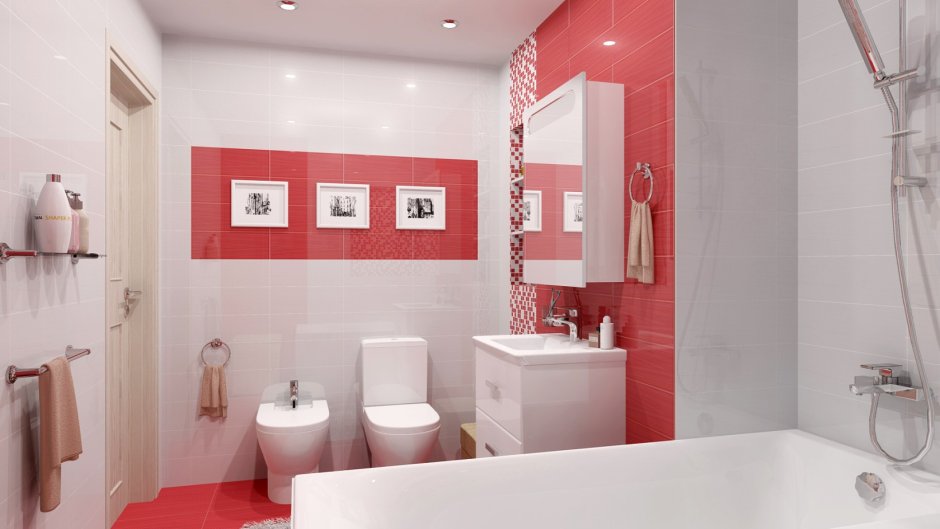 Чёрно красная ванная комната
