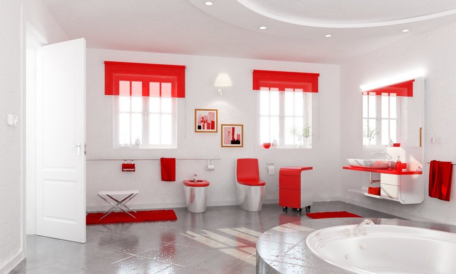 Ванная комната с красной подсветкой