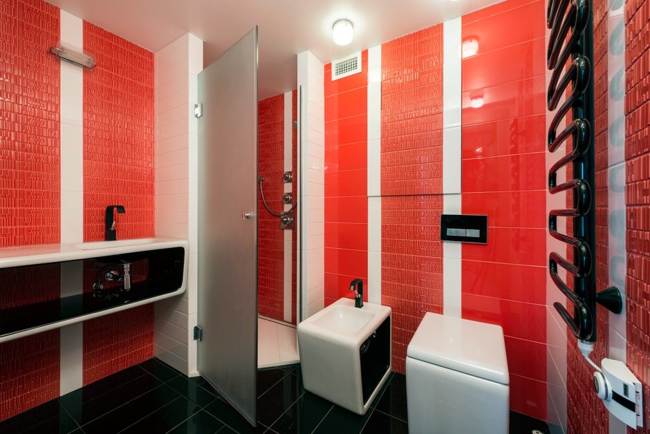 Красная ванная комната 3 квадрата