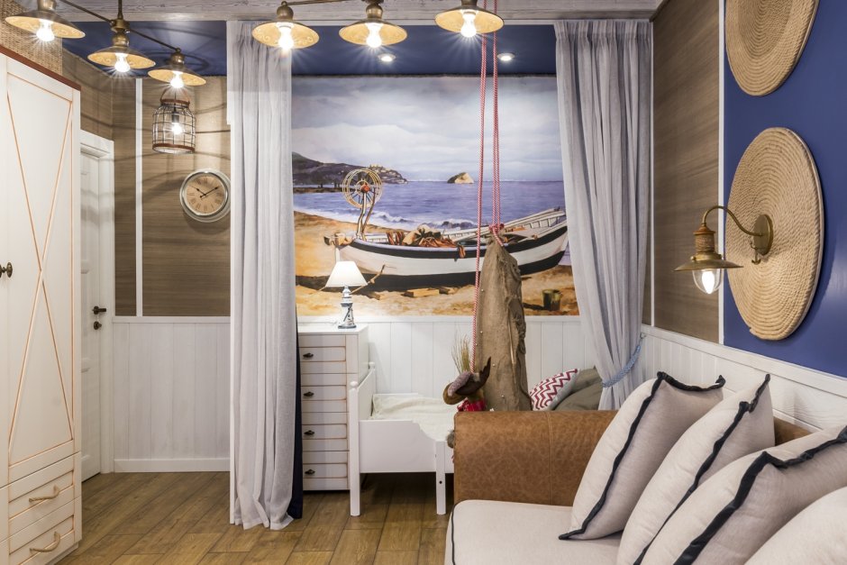 Спальня гостиная в морском стиле